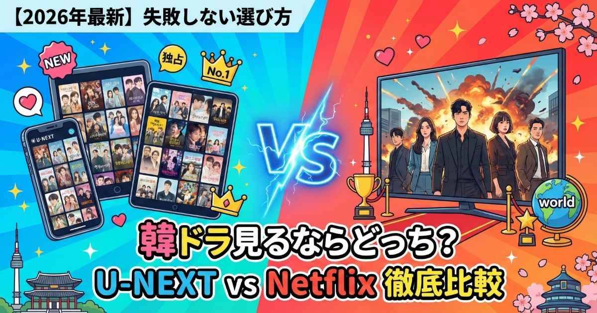 【2026年最新】韓国ドラマ見るならU-NEXTとNetflixどっち？“失敗しない”選び方を韓ドラオタクが徹底比較